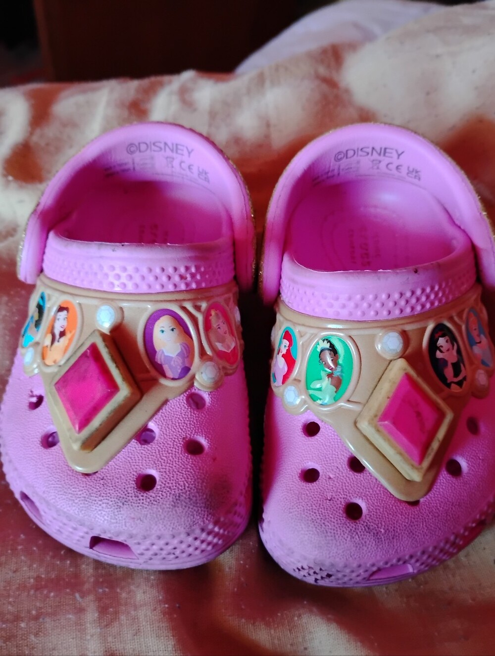 Disney Pink Kids Princess Charm Crocs